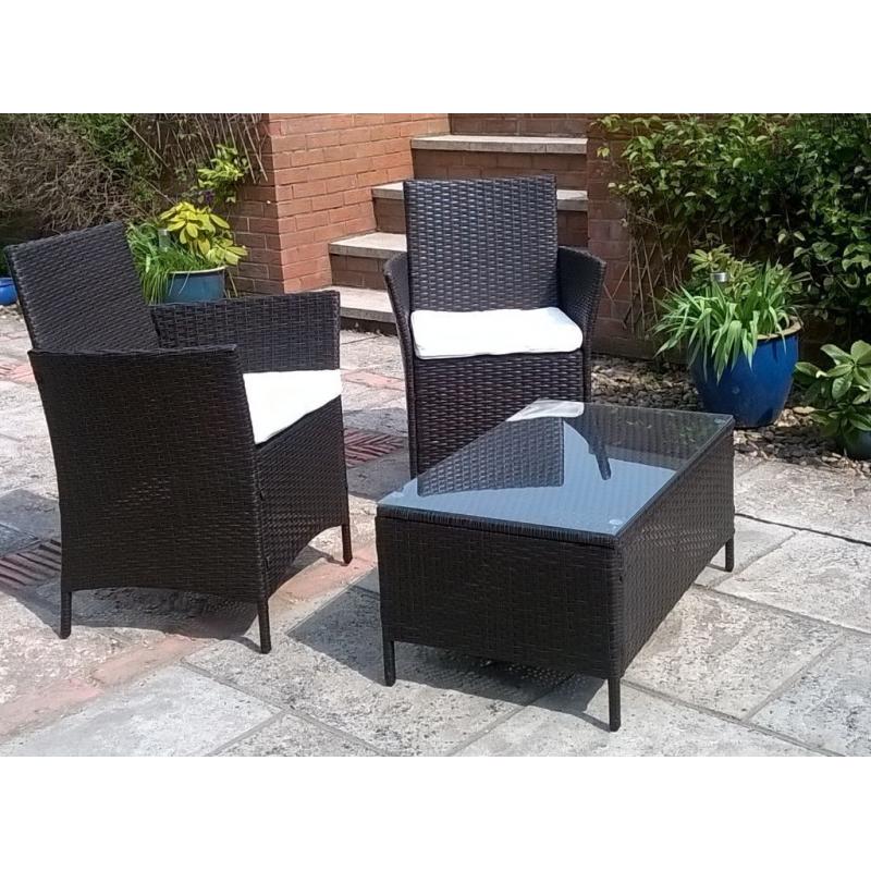 Venice Rattan Effect 3pc Garden Furniture Set - Brand New