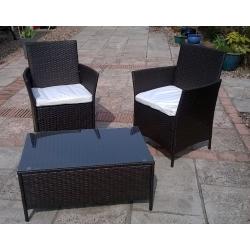 Venice Rattan Effect 3pc Garden Furniture Set - Brand New