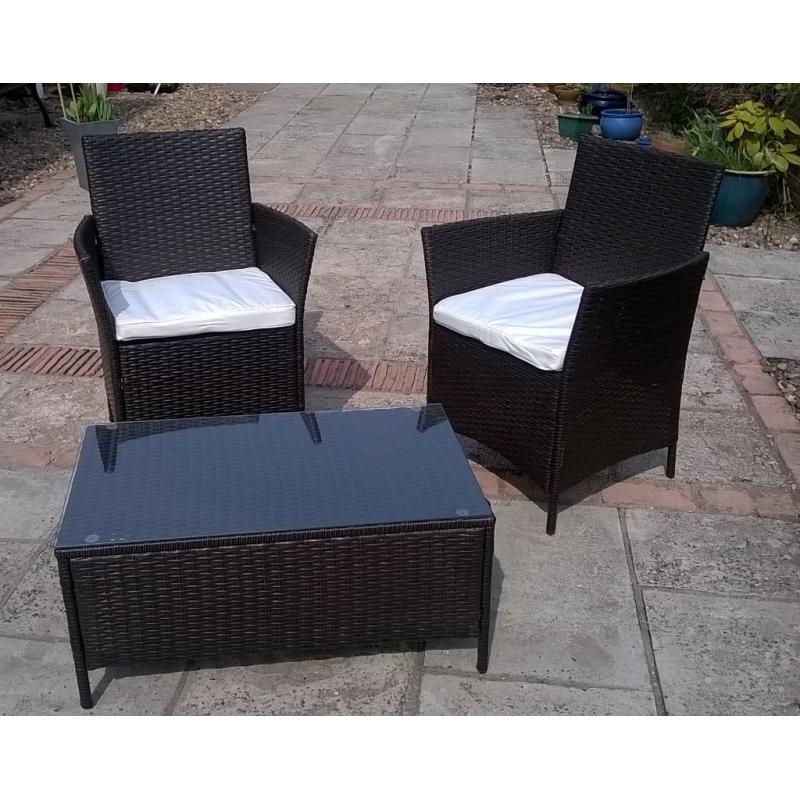 Venice Rattan Effect 3pc Garden Furniture Set - Brand New