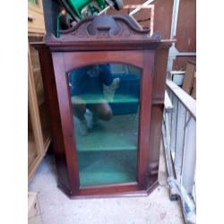 vintage wooden Corner bookcase cabinet