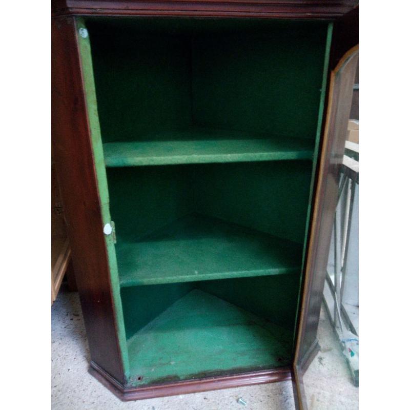 vintage wooden Corner bookcase cabinet