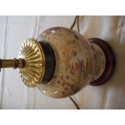 Two ceramic, Brass and Mahogany Table Lamps