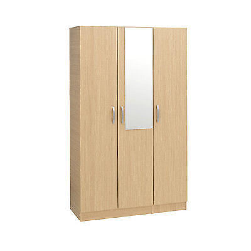 BRAND NEW FULLY ASSEMBLED 3 DOOR WARDROBE IN CENTER MIRROR OPTION