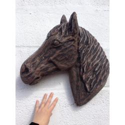 Wall mounted concrete Horse's Head sculpture