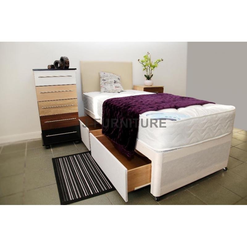 Brand New Single Divan Bed With Good Qaulity Medium Firm Mattress.All Sizes Available