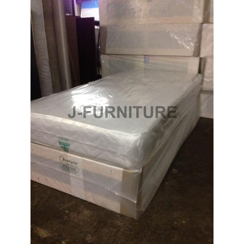 Brand New Single Divan Bed With Good Qaulity Medium Firm Mattress.All Sizes Available