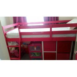 Pink mid sleeper/cabin bed
