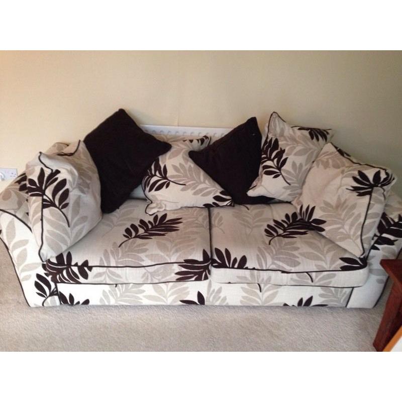 2 x Two Seater Sofas Chocolate Brown & Cream