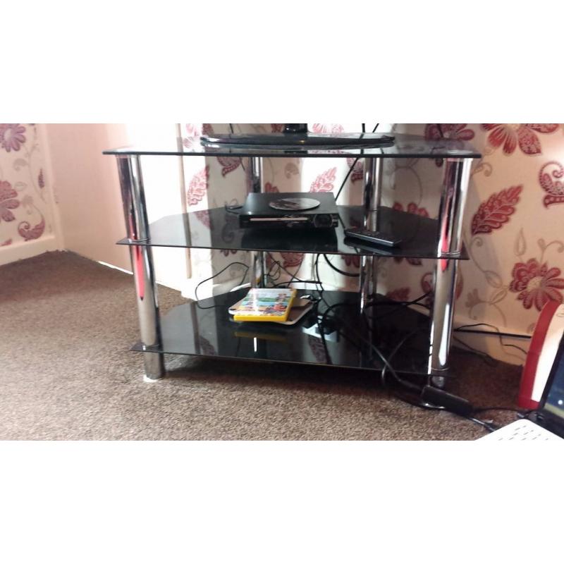 Black glass living room furniture, TV stand, Coffee table and standing shelves