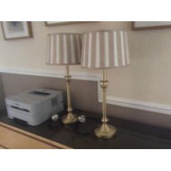 Pair of Brass Bedside Table Lamps