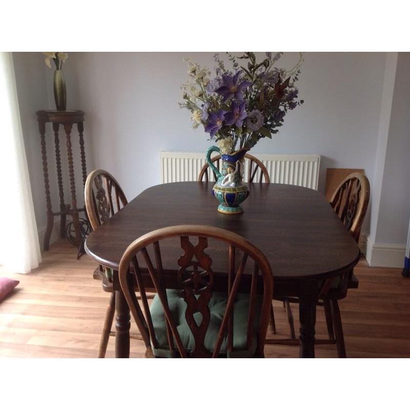 Kitchen/Dining Table and 4 Wheelback Chairs