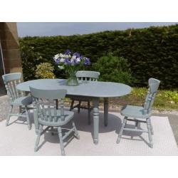 Beautiful, Large Dining Table and 4 Chairs in Duck Egg Blue, Shabby Chic.