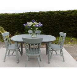 Beautiful, Large Dining Table and 4 Chairs in Duck Egg Blue, Shabby Chic.