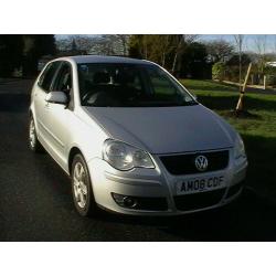 08 REG VW VOLKSWAGEN POLO 1.2 60 MATCH 5 DOOR HATCHBACK IN METALLIC SILVER