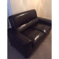 2 Seater brown leather couch