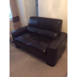 2 Seater brown leather couch