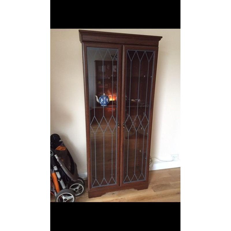 Mahogany/Rosewood Tall display case with lights