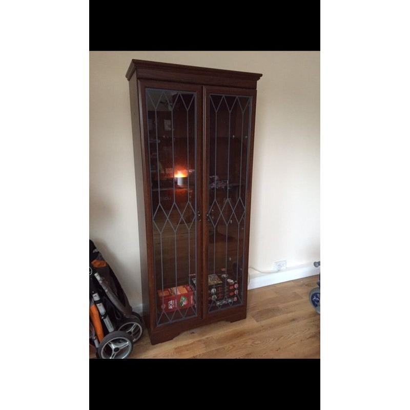 Mahogany/Rosewood Tall display case with lights