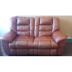 Brown leather 2 seater recliner sofa for sale!! Pick up only