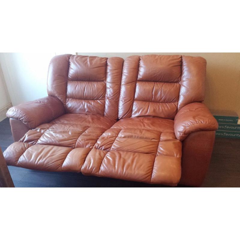 Brown leather 2 seater recliner sofa for sale!! Pick up only