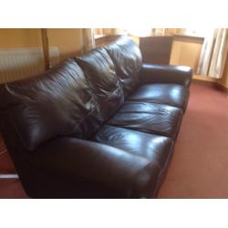 Leather settees and footstool