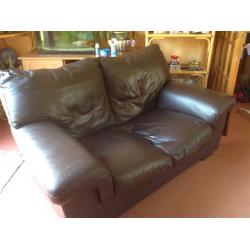 Leather settees and footstool