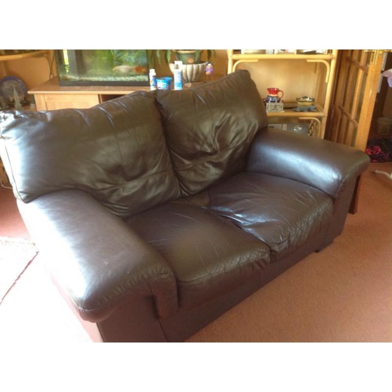 Leather settees and footstool