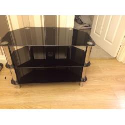 Black glass and chrome TV stand/Shelf