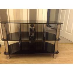 Black glass and chrome TV stand/Shelf