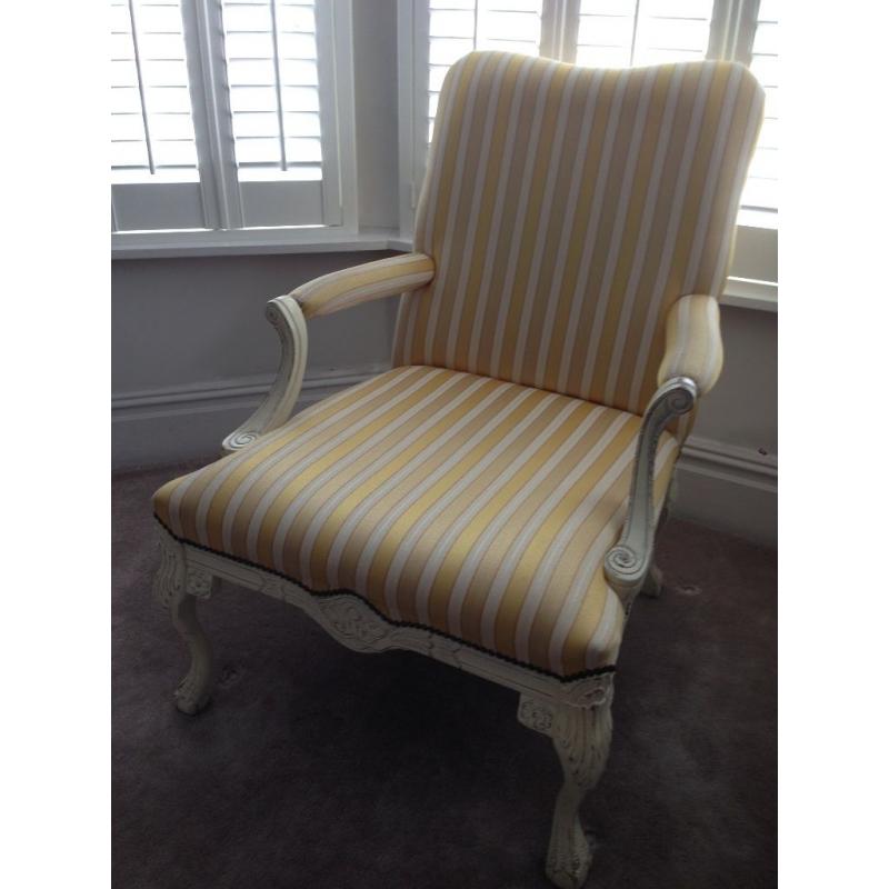 AMAZING LAURA ASHLEY FRENCH SHABBY CHIC ORNATE ARMCHAIR STRIPED STYLISH CHAIR