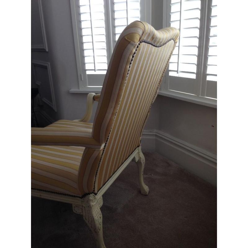 AMAZING LAURA ASHLEY FRENCH SHABBY CHIC ORNATE ARMCHAIR STRIPED STYLISH CHAIR