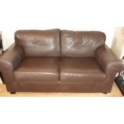 IKEA make two seater brown leather couch for sale