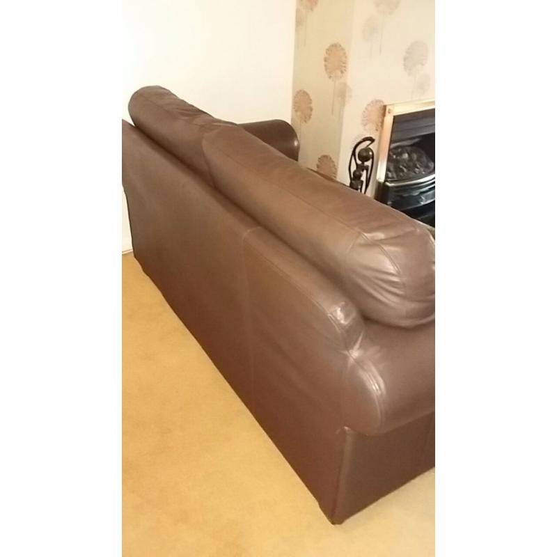 IKEA make two seater brown leather couch for sale