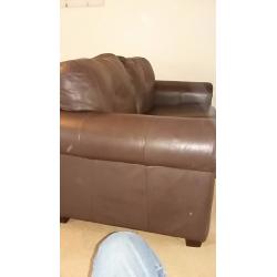 IKEA make two seater brown leather couch for sale