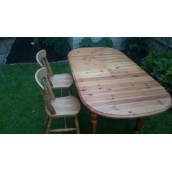 Solid pine farmhouse table and 4 chairs