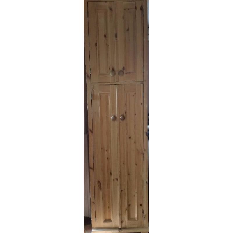 Tall, solid pine, hand made kitchen cupboard.