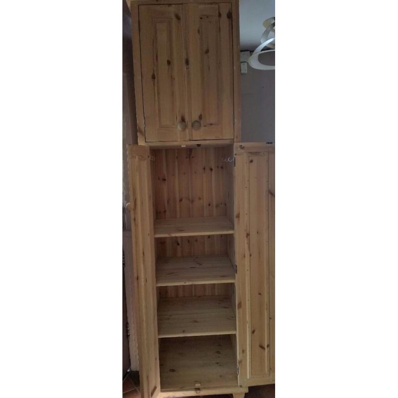 Tall, solid pine, hand made kitchen cupboard.