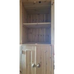 Tall, solid pine, hand made kitchen cupboard.