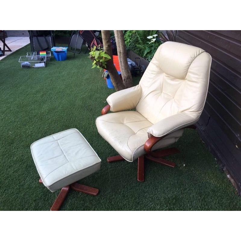 Leather swivel chair and stool