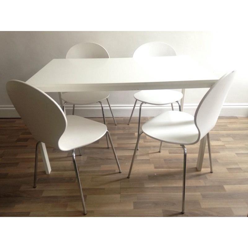 IKEA WHITE DINING TABLE & 4 CHAIRS