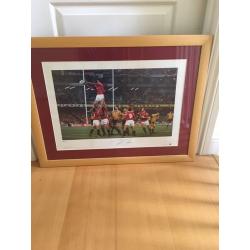 Signed Martin Johnson British Lions 2001 print