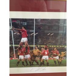 Signed Martin Johnson British Lions 2001 print