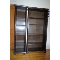 2 IKEA bookcases (Billy-style) and a CD stack all in dark brown