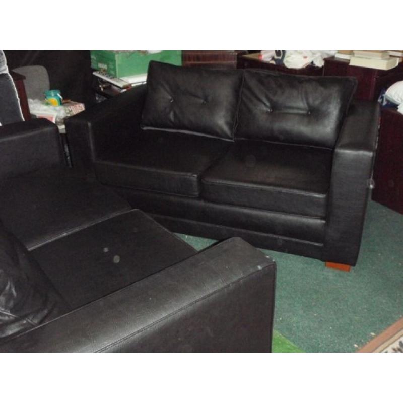 black leather 2 seater sofa