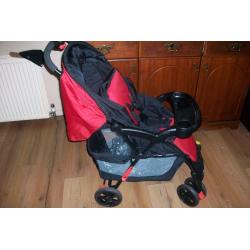 OBABY Monty 2in1 Travel System - Black/Red like new