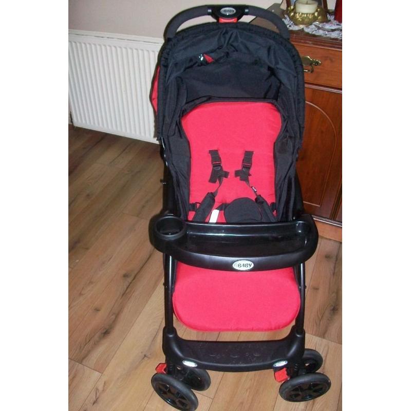 OBABY Monty 2in1 Travel System - Black/Red like new