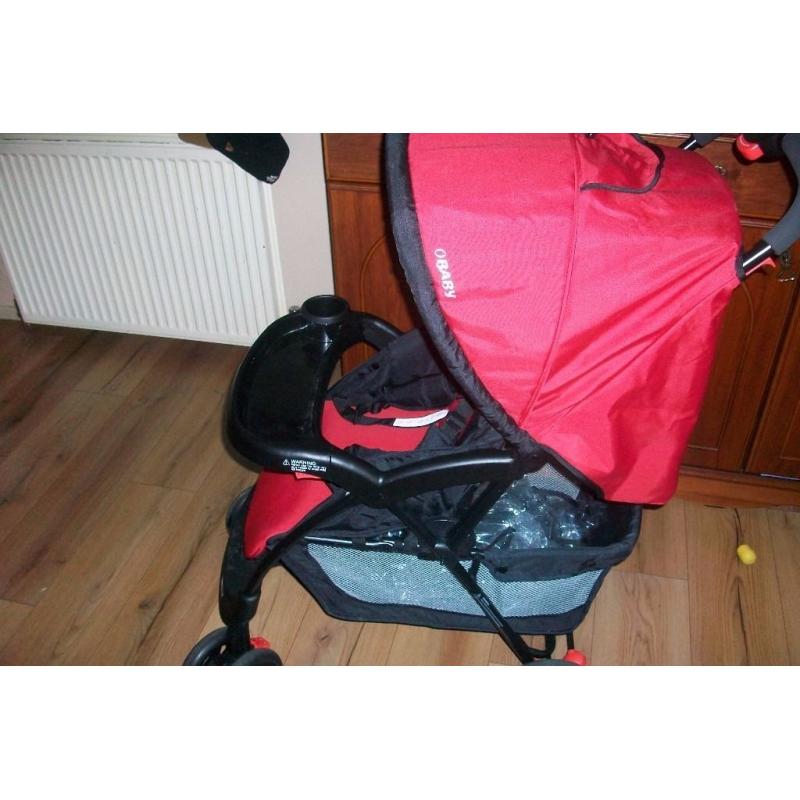 OBABY Monty 2in1 Travel System - Black/Red like new