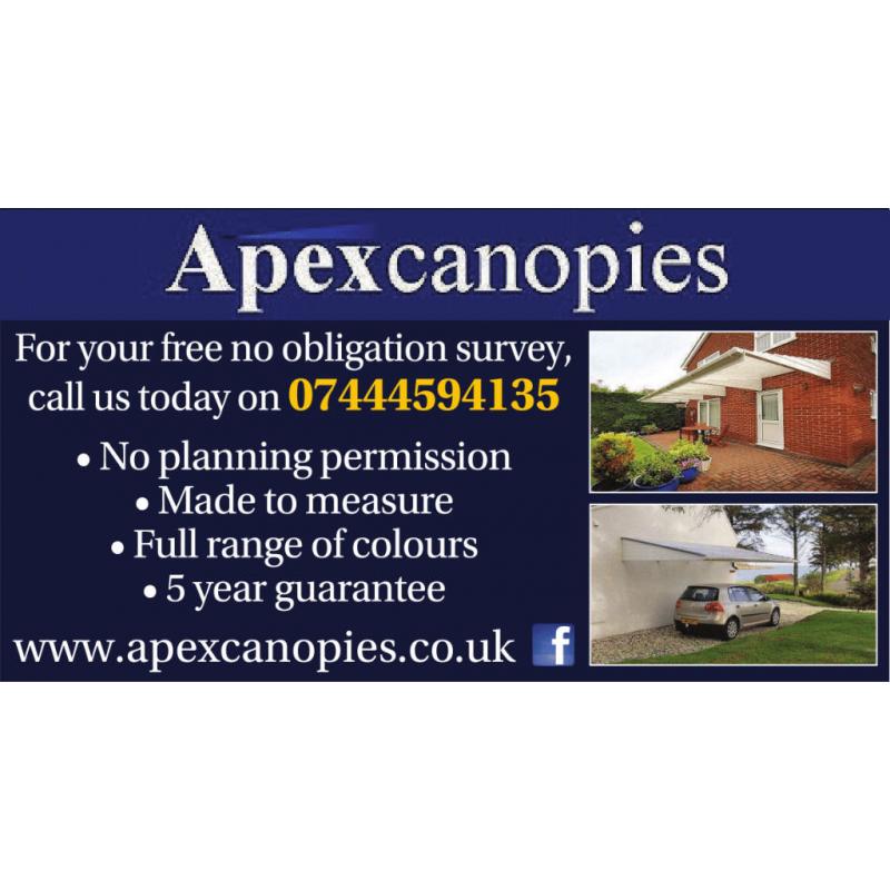 Made to measure garden canopies & carports - Fully installed - 25% Off