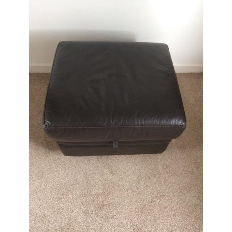 Brown leather footstool