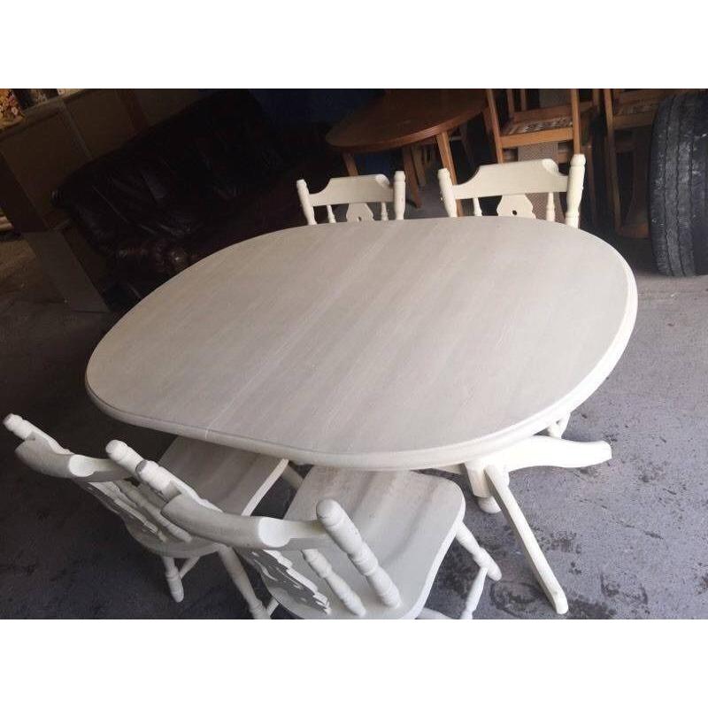 Shabby chic cream dinning table and 4 matching chairs